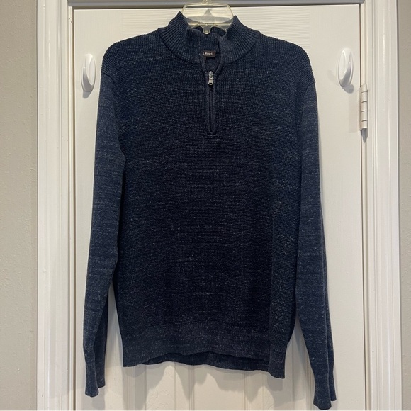 Michael Kors 1/4 Zip Pullover Sweater Men’s Med Navy Cotton Wool Preppy Classic - Picture 1 of 9